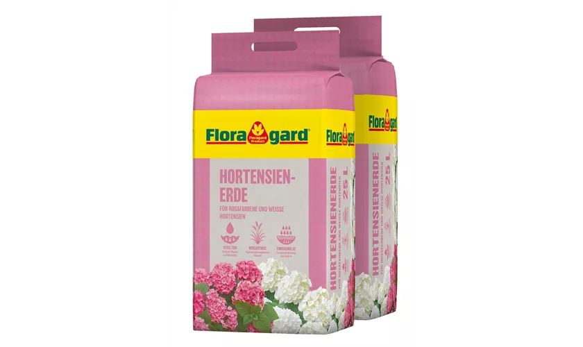 Spezialerde für rosa/weiße Hortensien